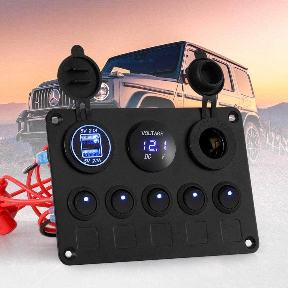 12V Switch Panel For Car Boat Marine USB ON-OFF LED Rocker Toggle