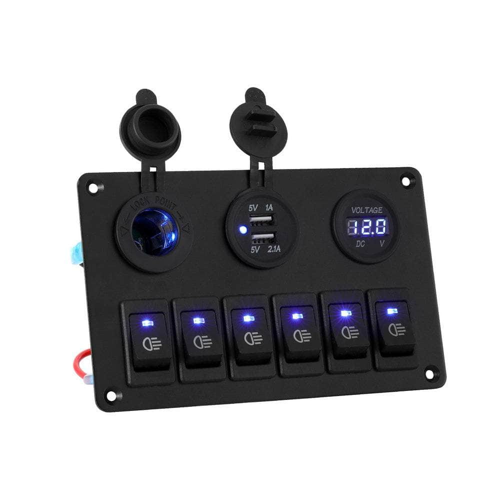 12V Switch Panel For Car Boat Marine USB ON-OFF LED Rocker Toggle