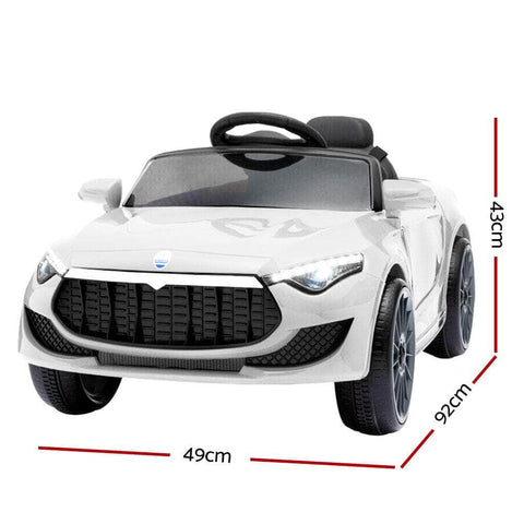 12V White Kids Electric Ride-On Car with Remote & Music