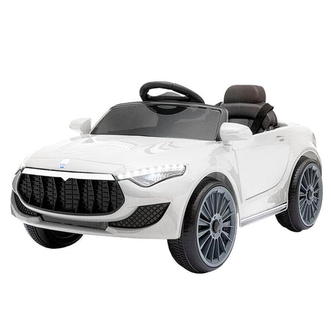 12V White Kids Electric Ride-On Car with Remote & Music