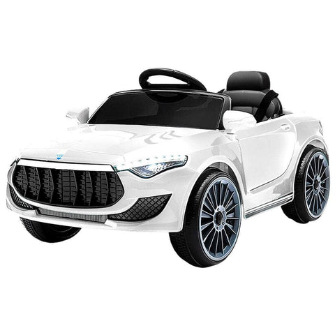 12V White Kids Electric Ride-On Car with Remote & Music