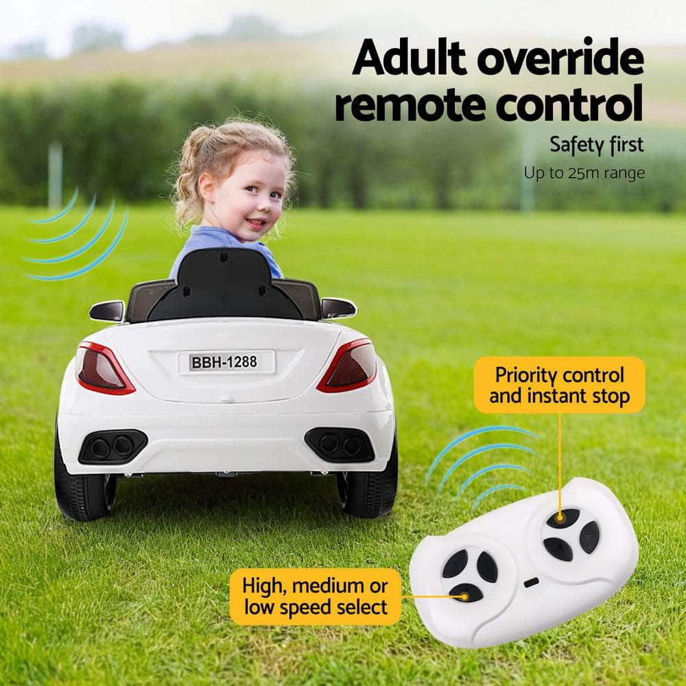 12V White Kids Electric Ride-On Car with Remote & Music