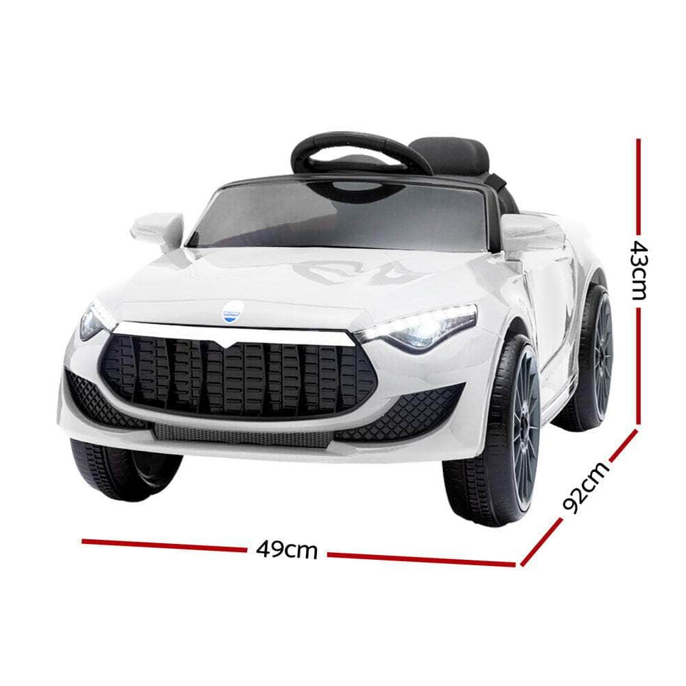 12V White Kids Electric Ride-On Car with Remote & Music