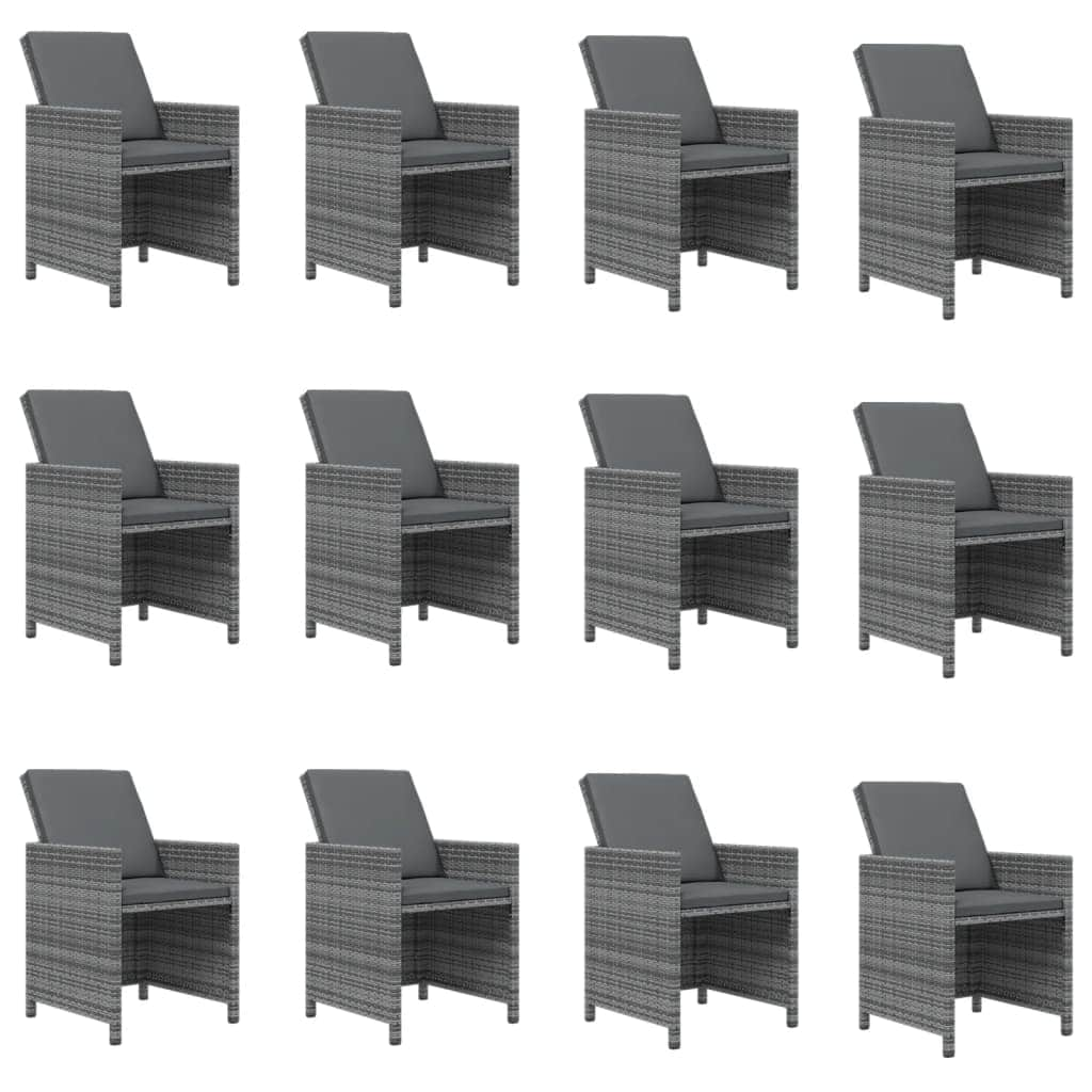 13 Piece Garden Dining Set with Cushions Poly Rattan Grey