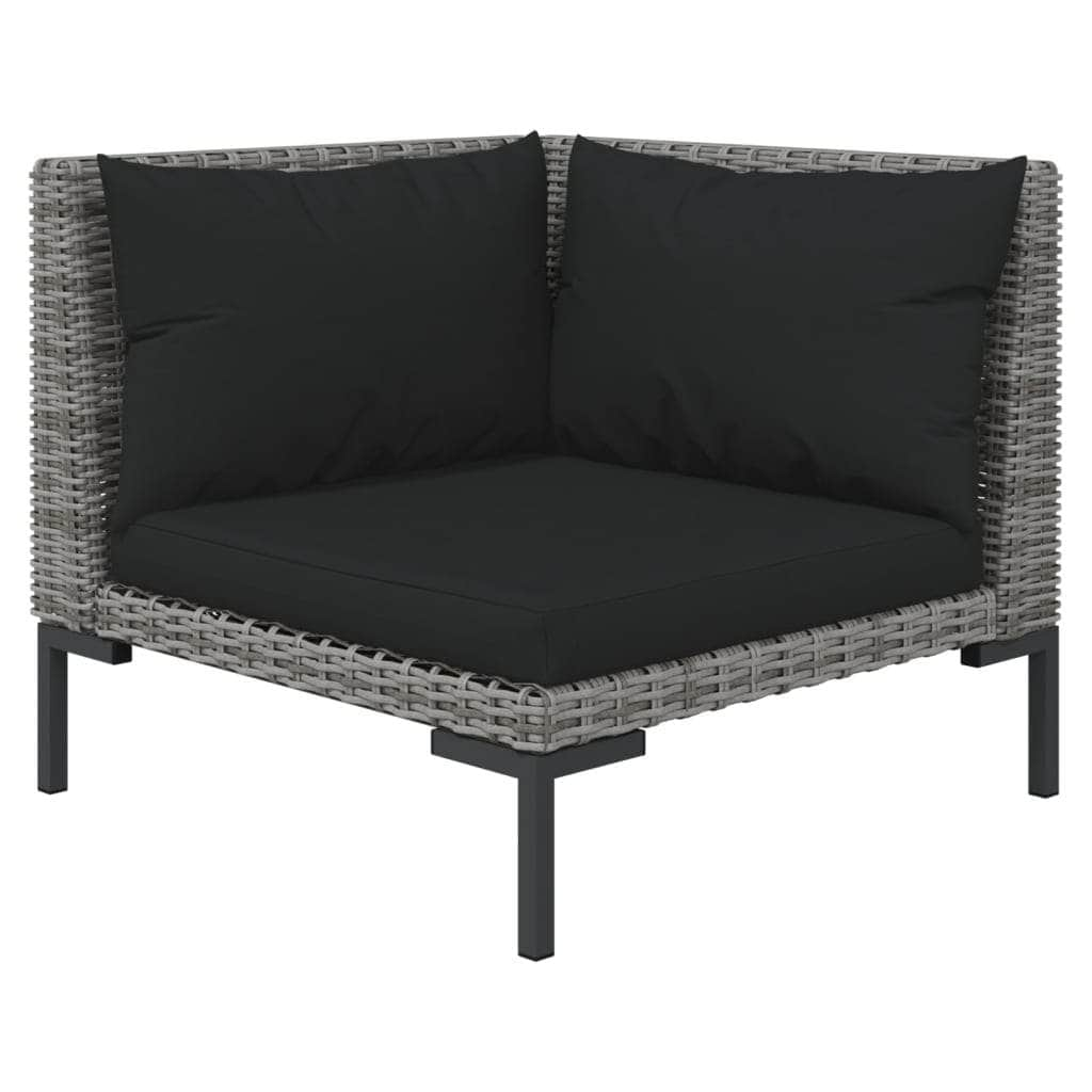 13 Piece Garden Lounge Set with Cushions Dark Grey Poly Rattan