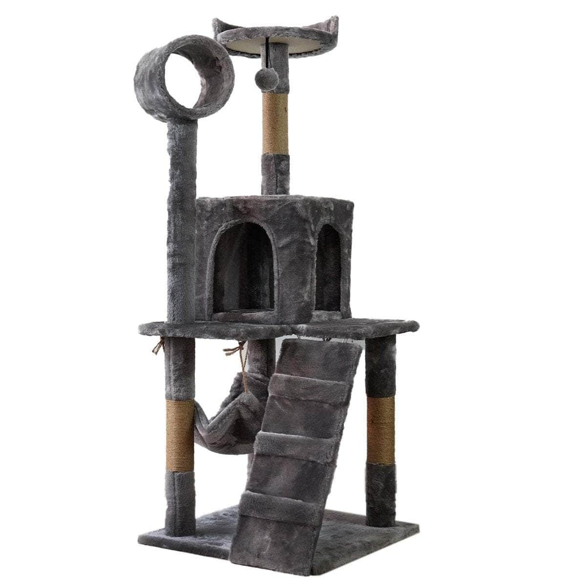 135cm Cat Tree Scratching Post Beige/ Dark Grey/ Silver Grey