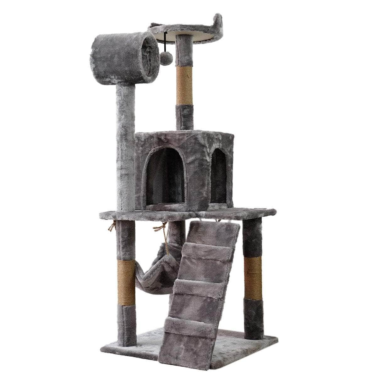 135cm Cat Tree Scratching Post Beige/ Dark Grey/ Silver Grey