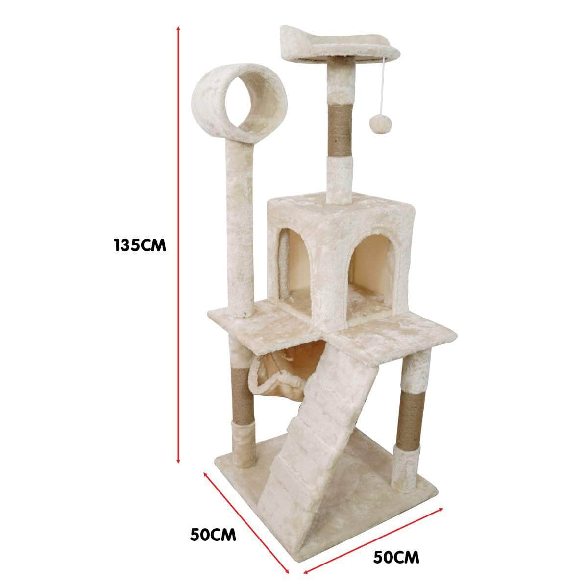 135cm Cat Tree Scratching Post Beige/ Dark Grey/ Silver Grey