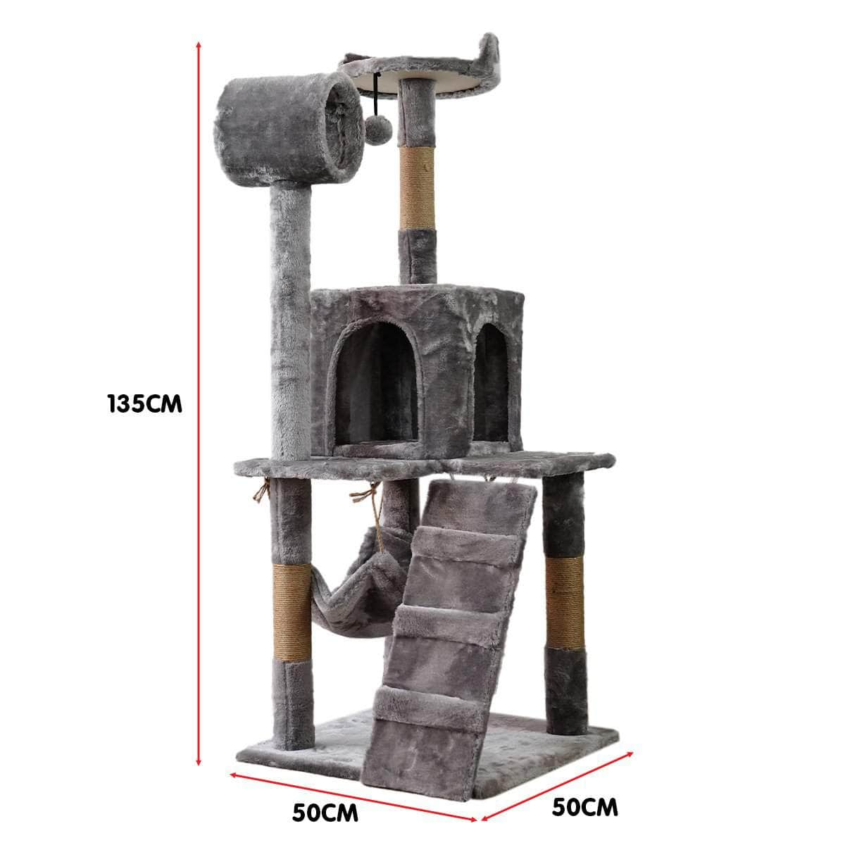 135cm Cat Tree Scratching Post Beige/ Dark Grey/ Silver Grey