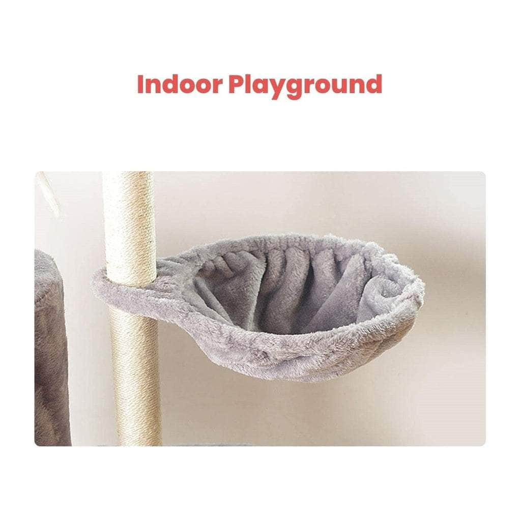 138cm 5 Layer Plush Cat Condo Cat Tree Light Grey/Dark Grey