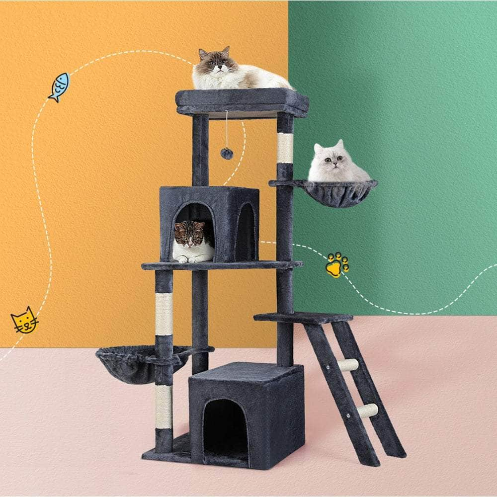 138cm Cat Tree Tower - Scratching Post Condo Grey