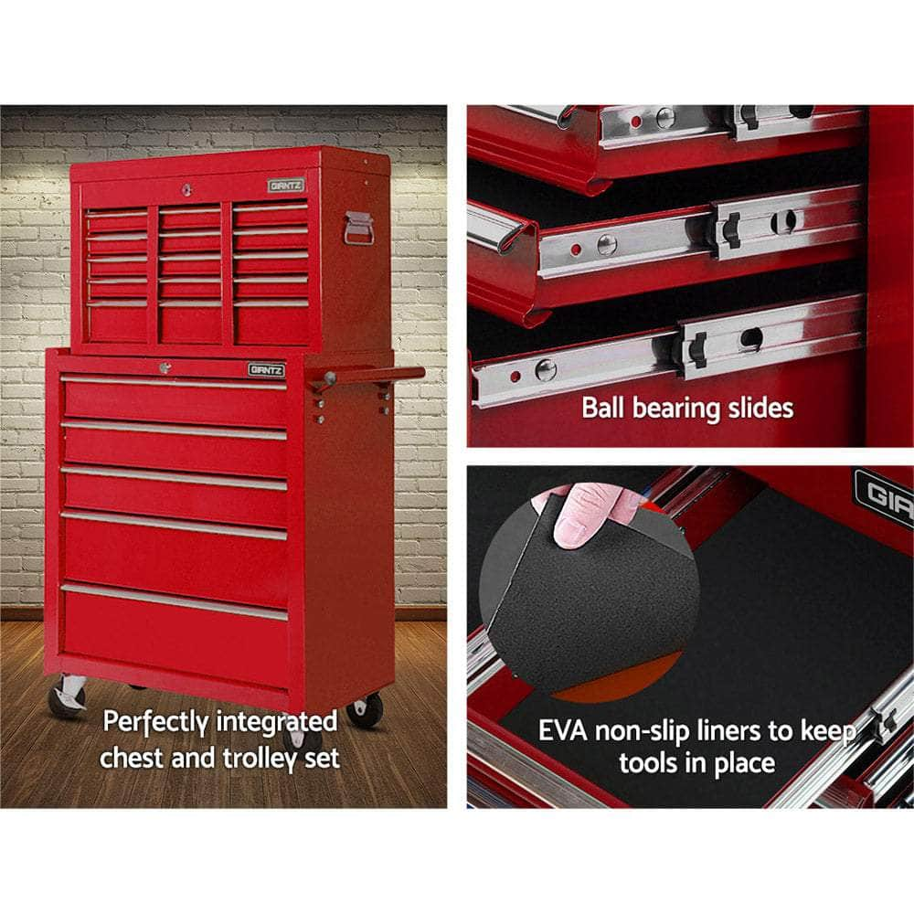 14 Drawer Tool Box Cabinet Chest Mechanic Garage Storage Trolley Red