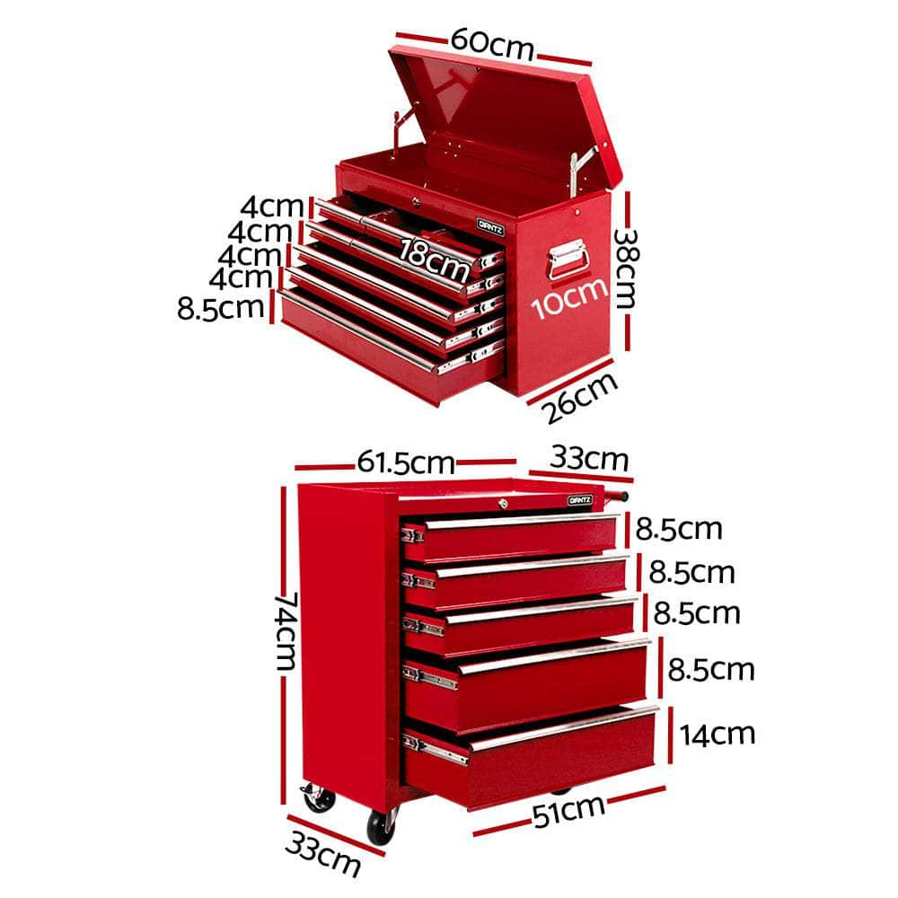 14 Drawer Tool Box Cabinet Chest Mechanic Garage Storage Trolley Red