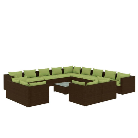 14 Piece Garden Lounge Set with Cushions Poly Rattan