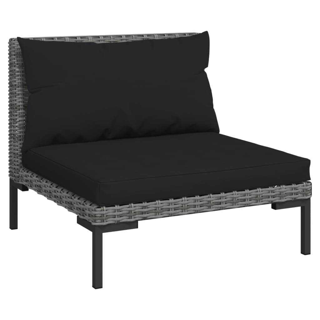 14 Piece Garden Lounge Set with Cushions Poly Rattan-Dark Grey