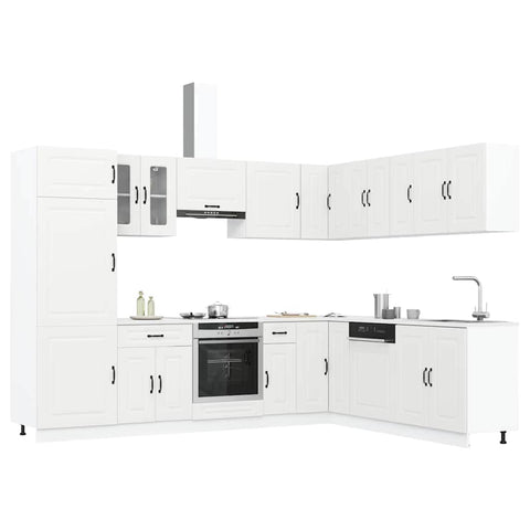 14 Piece Kitchen Cabinet Set Kalmar White Engineered Wood