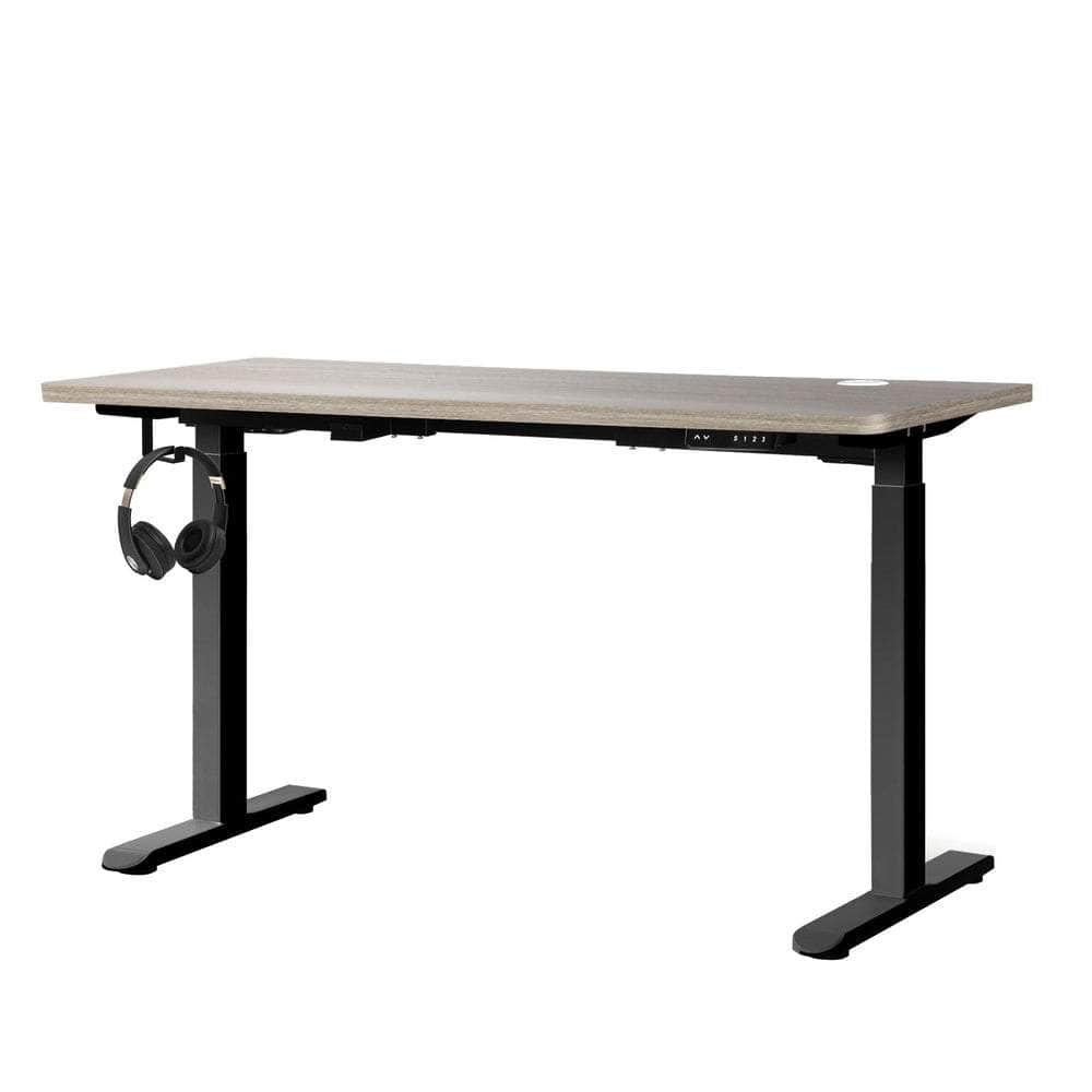 140cm Electric Standing Desk Dual Motor Black&Grey-Oak