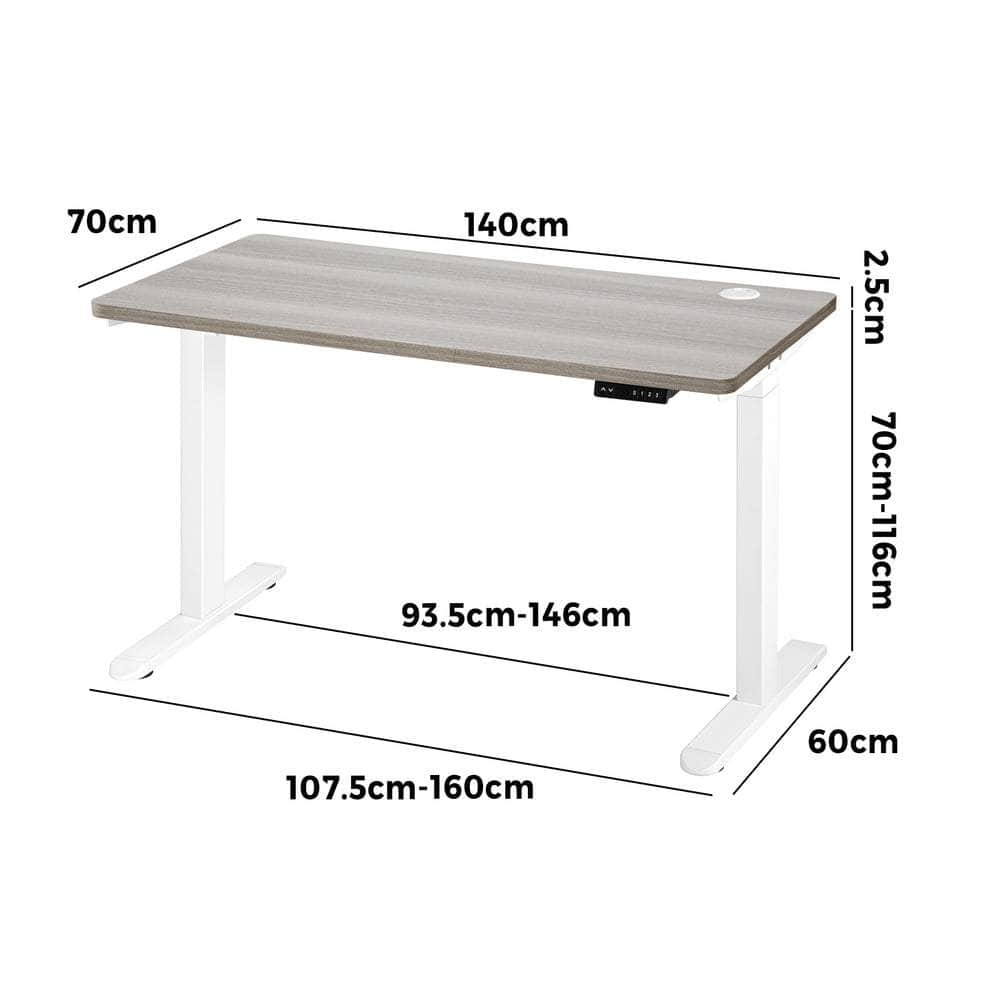 140cm Electric Standing Desk Dual Motor Black&Grey-Oak