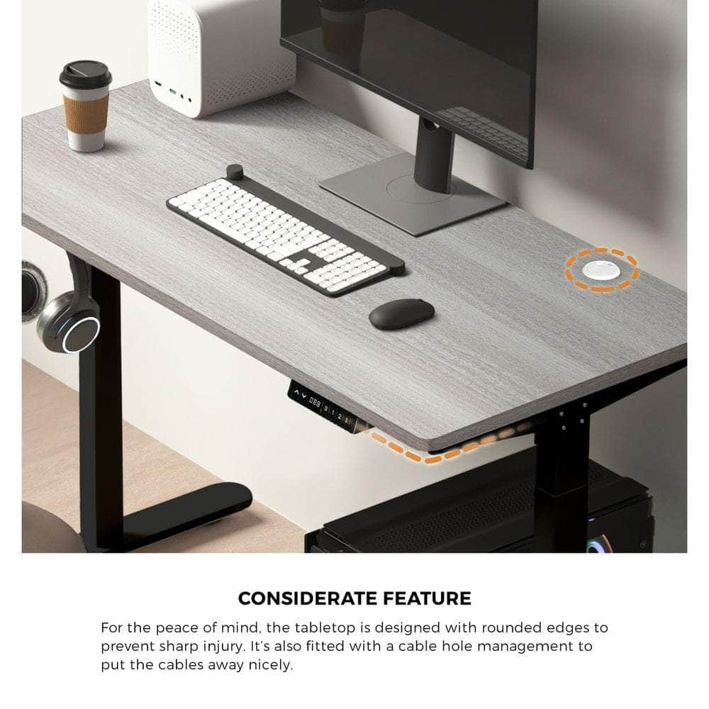 140cm Electric Standing Desk Dual Motor Black&Grey-Oak