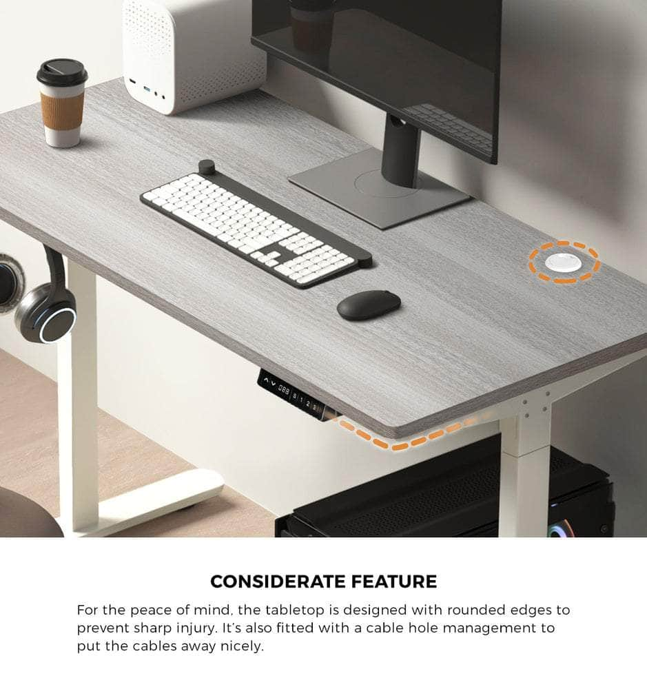 140cm Electric Standing Desk Dual Motor Black&Grey-Oak