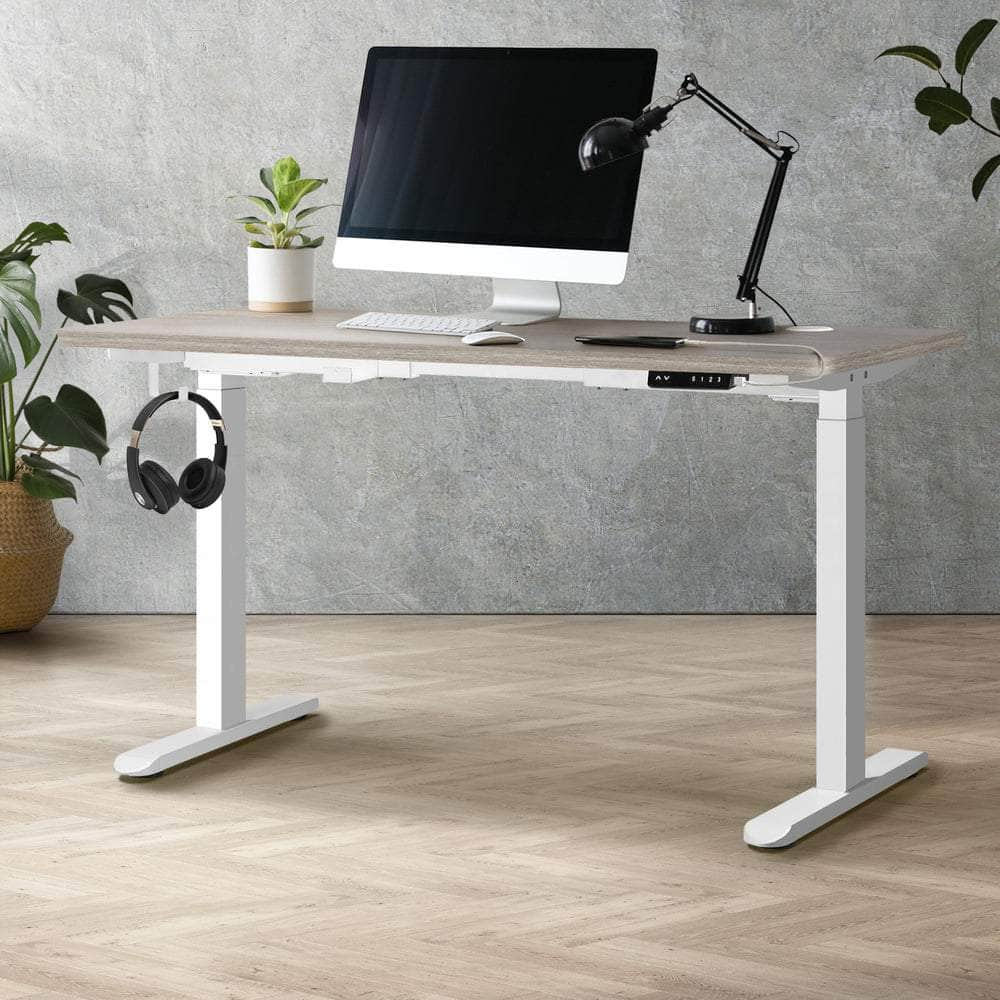 140cm Electric Standing Desk Dual Motor Black&Grey-Oak