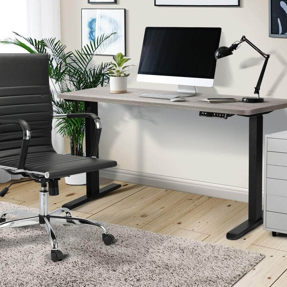 140cm Electric Standing Desk Dual Motor Black&Grey-Oak