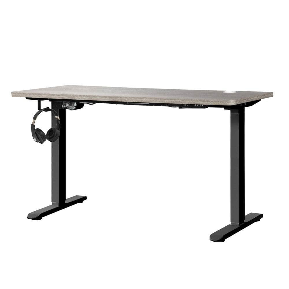 140cm Electric Standing Desk Single Motor Black&Grey-Oak