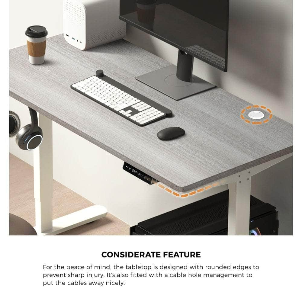 140cm Electric Standing Desk Single Motor Black&Grey-Oak