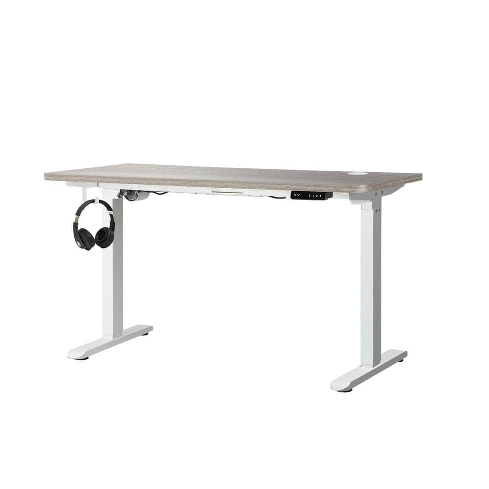 140cm Electric Standing Desk Single Motor Black&Grey-Oak