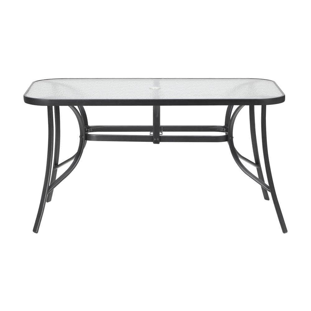 140cm Outdoor Dining Glass Table Rectangle Patio Furniture Lounge