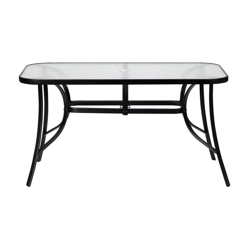 140cm Outdoor Dining Glass Table Rectangle Patio Furniture Lounge