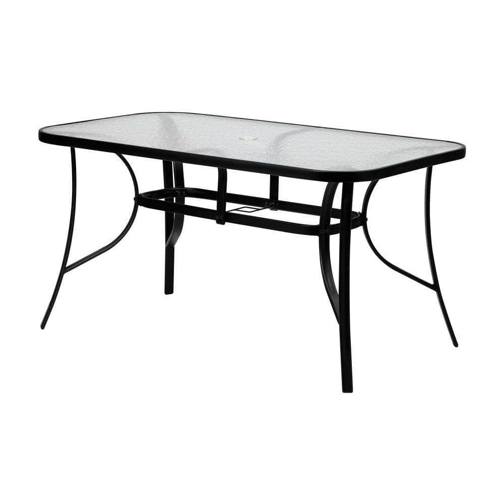 140cm Outdoor Dining Glass Table Rectangle Patio Furniture Lounge