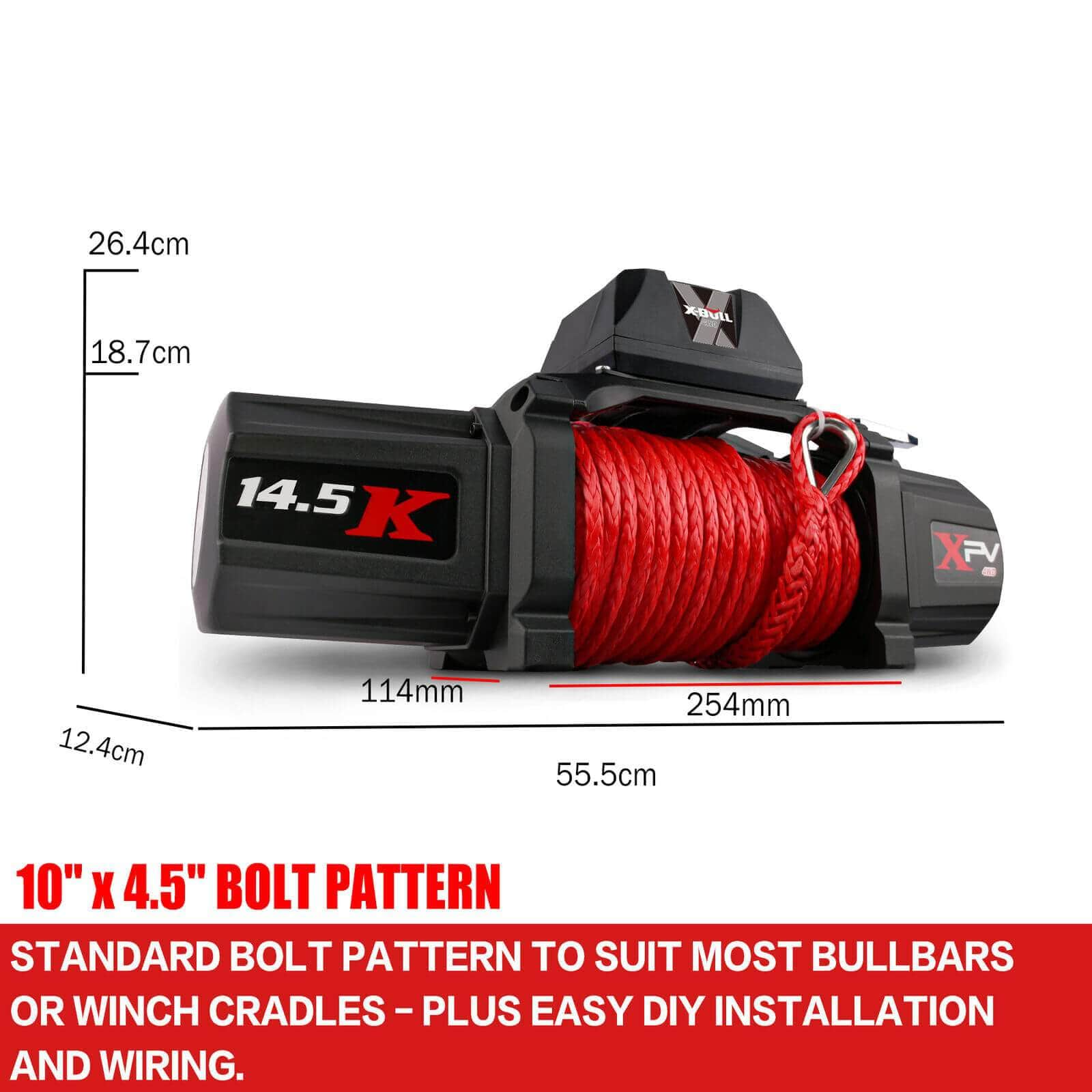 14500Lbs 12V Electric Winch Synthetic Rope Power