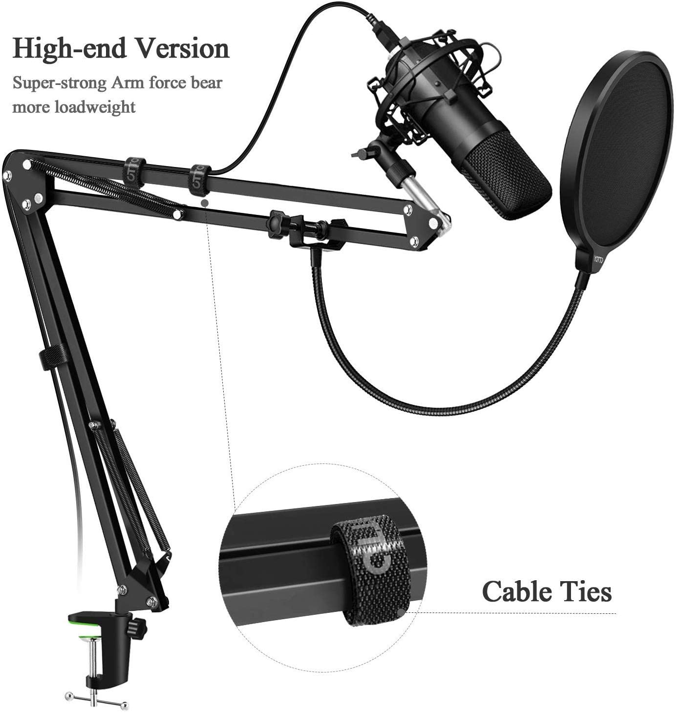 Microphone Radio Broadcasting Stand With 3/8t o 5/8 Screw Adapter