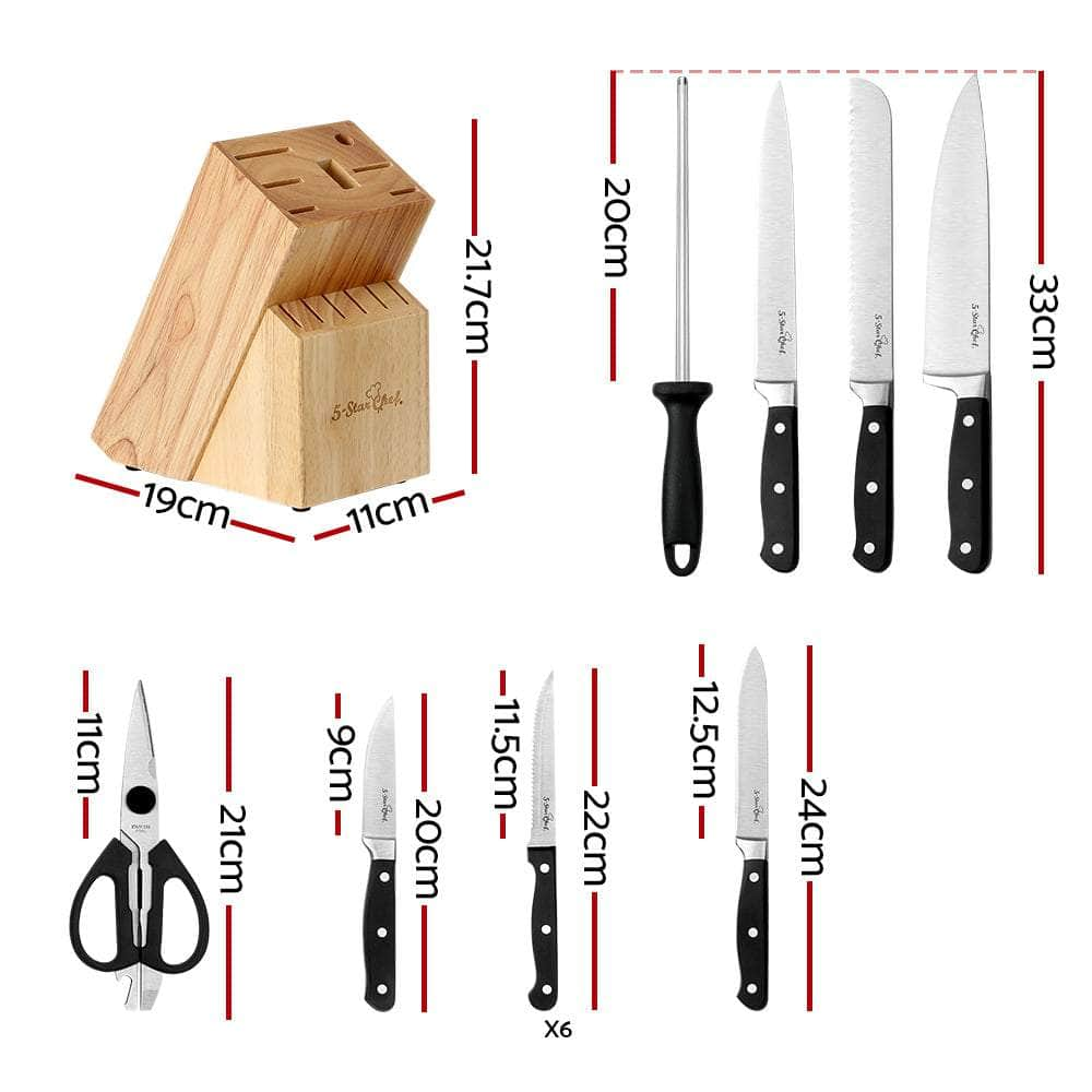 14Pcs Kitchen Knife Set Stainless Steel Non-Stick With Sharpener