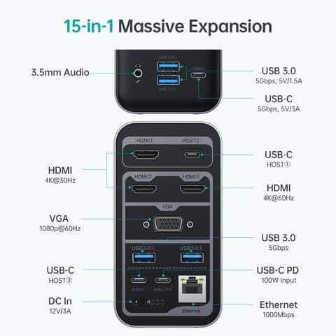 15-In-1 Usb C Docking Station