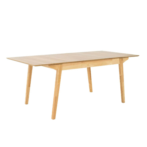 150Cm - 190Cm Extendable Dining Table Scandinavian Style Solid Rubberwood