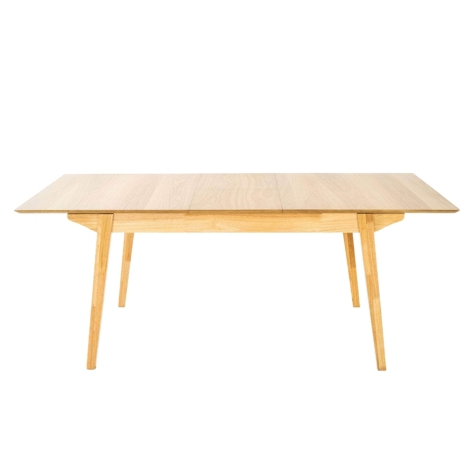 150Cm - 190Cm Extendable Dining Table Scandinavian Style Solid Rubberwood