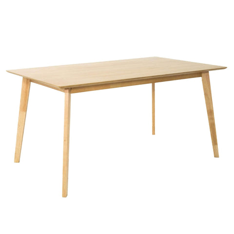 150Cm Dining Table Scandinavian Style Solid Rubberwood Natural