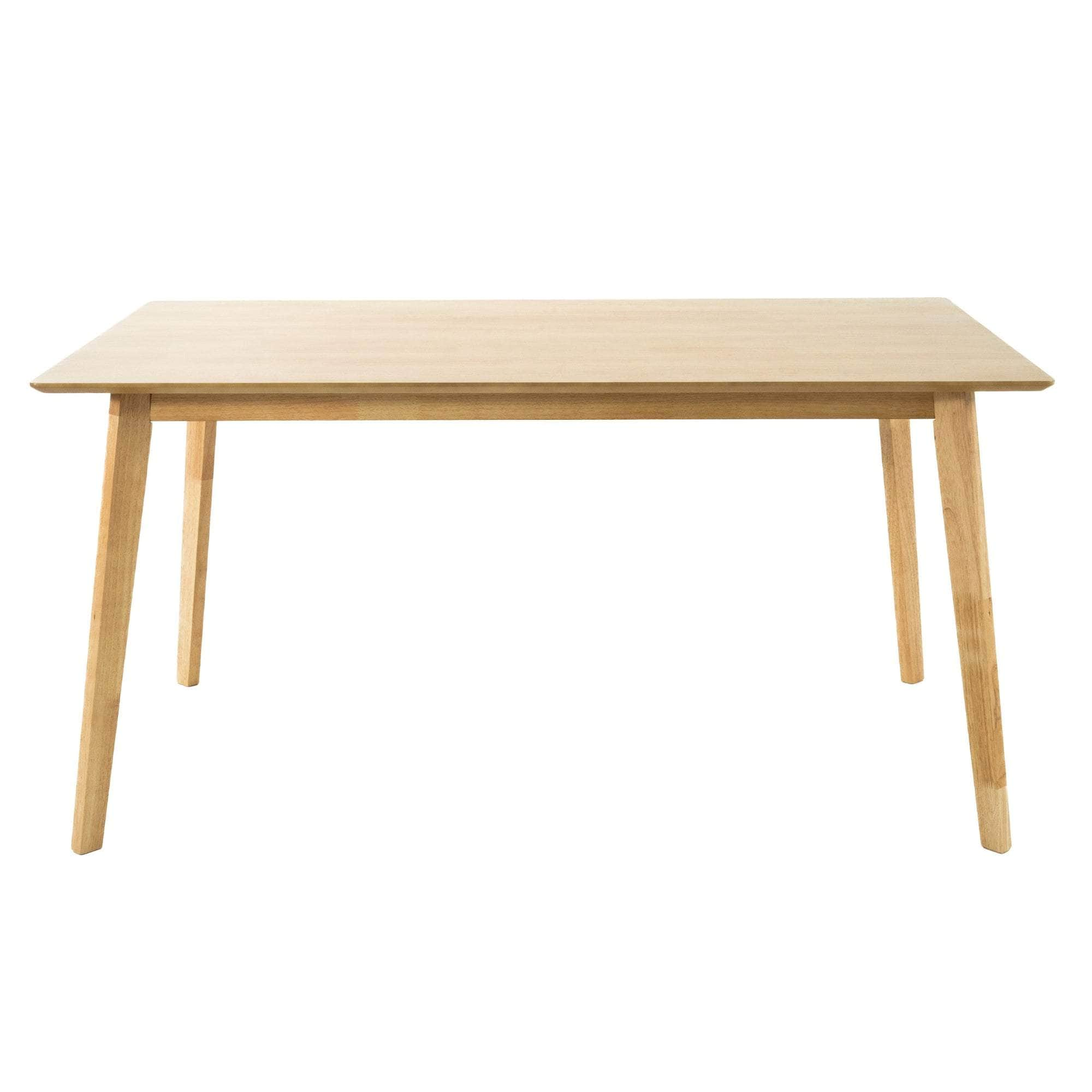 150Cm Dining Table Scandinavian Style Solid Rubberwood Natural