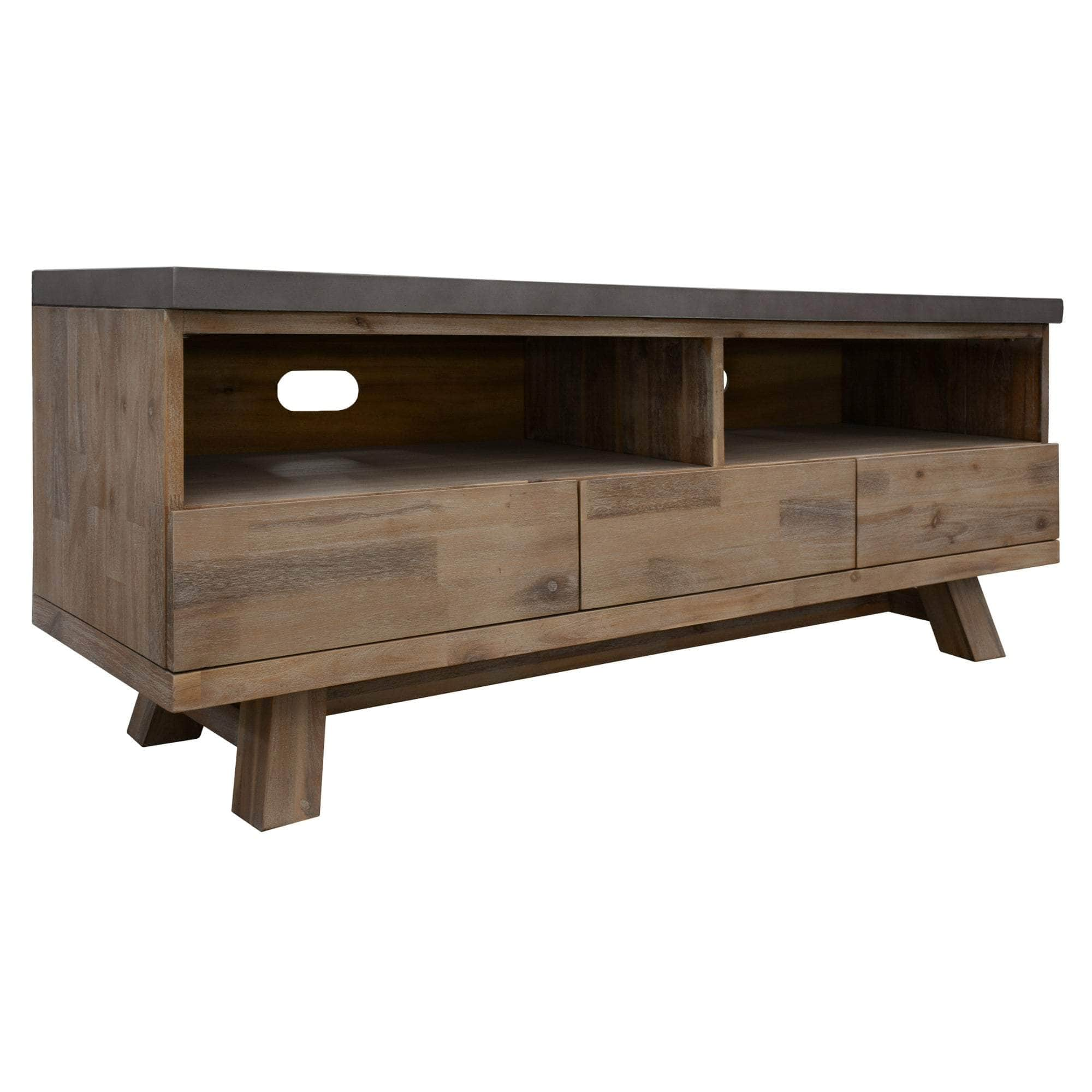 150Cm Entertainment Tv Unit With Concrete Top - Grey