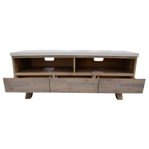 150Cm Entertainment Tv Unit With Concrete Top - White