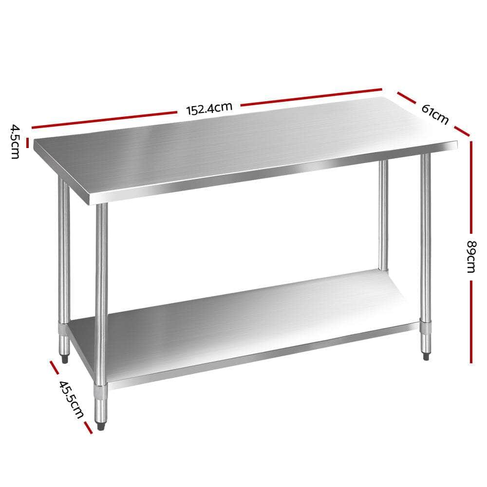 1524X610Mm Stainless Steel Kitchen Bench