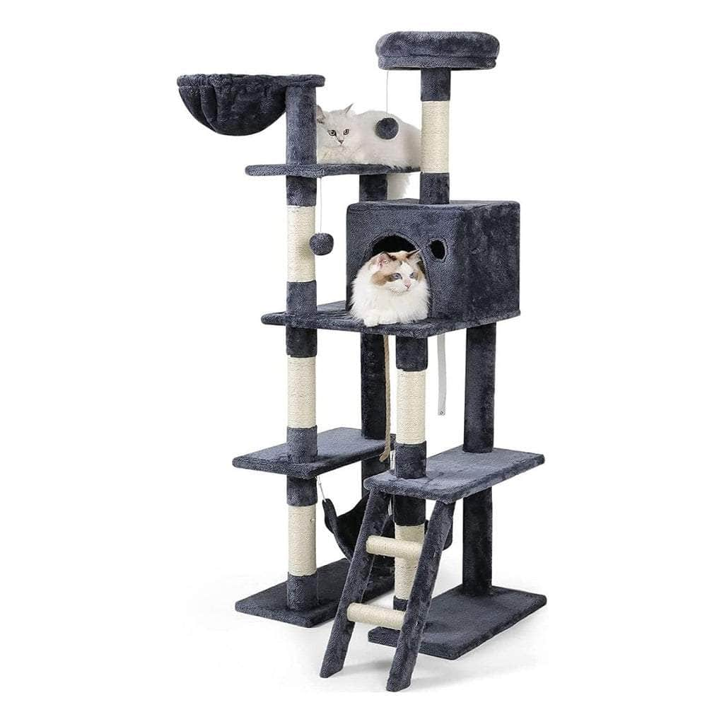 155Cm Plush Cat Condo Cat Tree Dark Grey