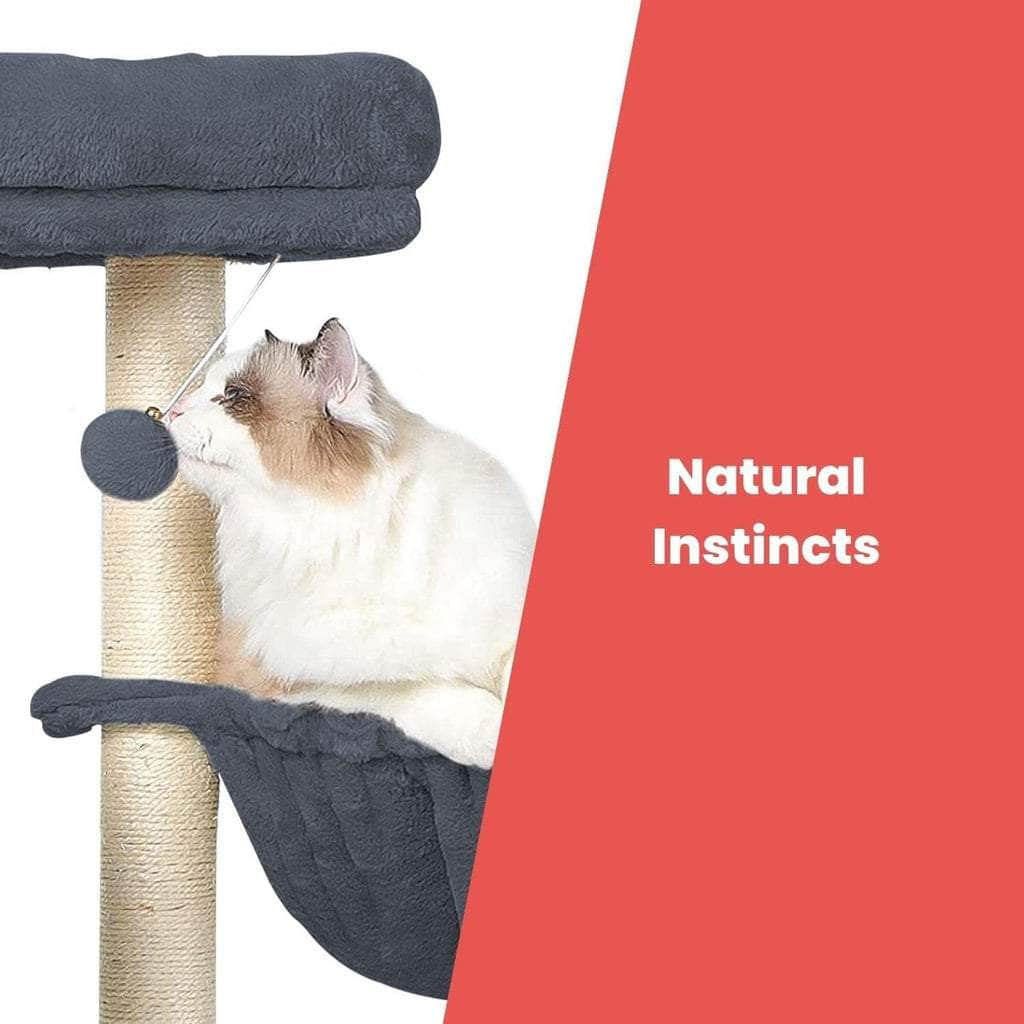 155Cm Plush Cat Condo Cat Tree Dark Grey