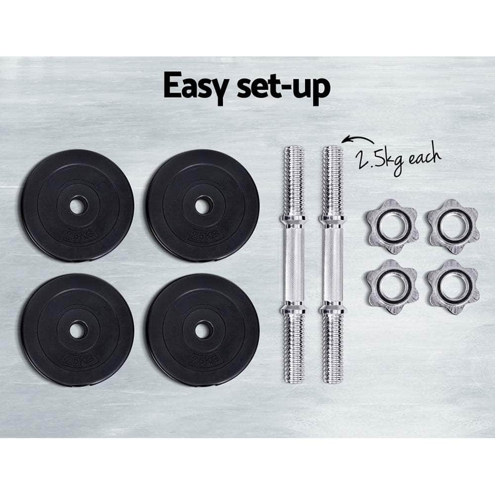 15Kg Dumbbell Set Weight Plates Dumbbells Lifting Bench