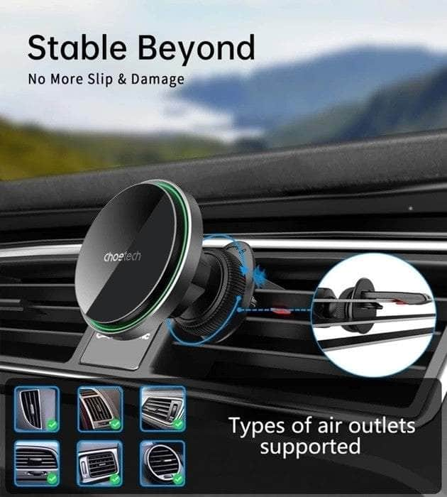 15W Magnetic Car Charger Holder with LED Light