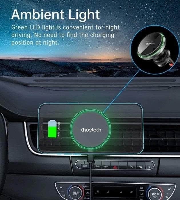 15W Magnetic Car Charger Holder with LED Light