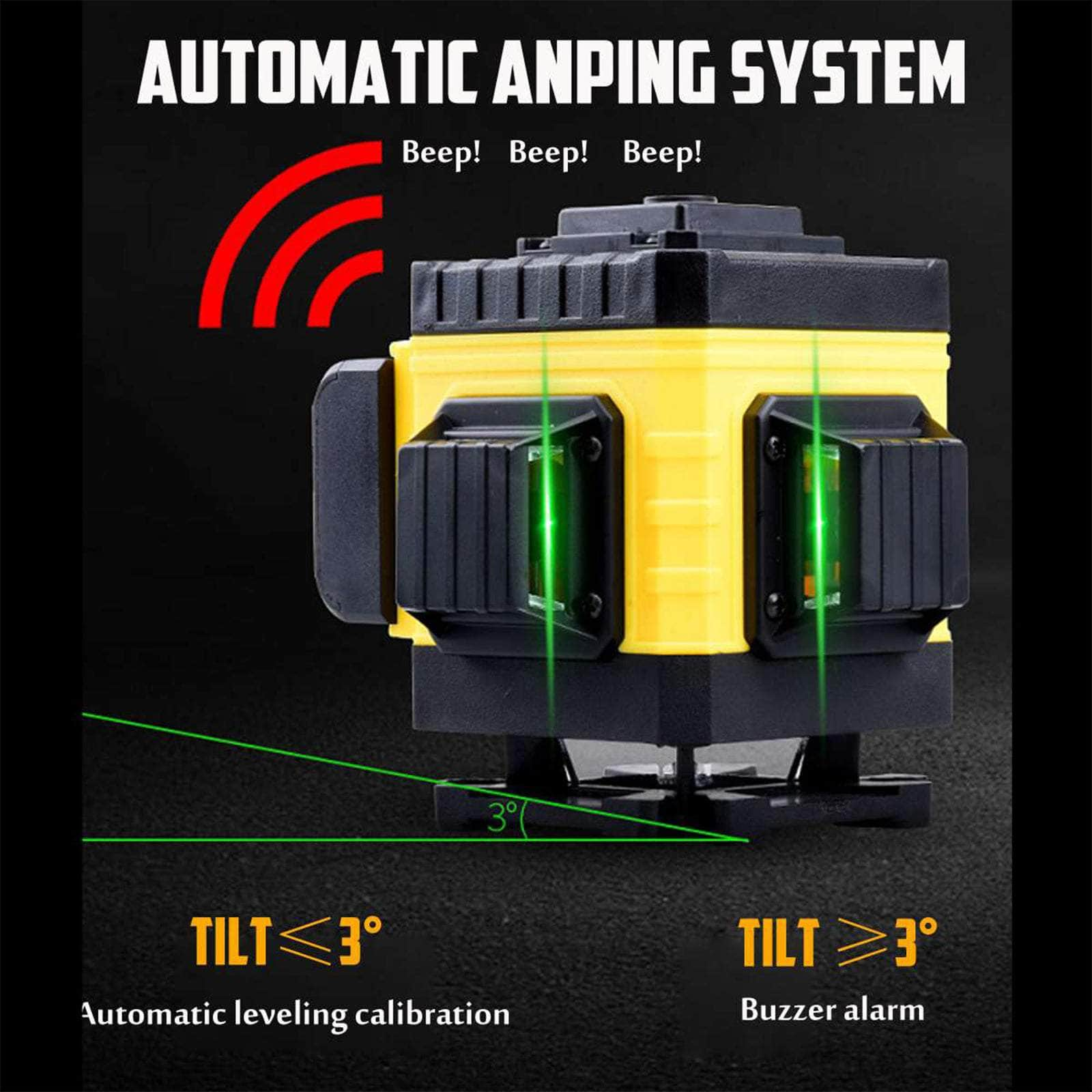 16-Line Green Light Auto-Leveling 360° Rotary Laser Level