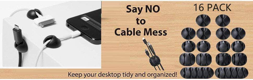 16 Pack Black Cord Organizer Cable Management For Home And Office